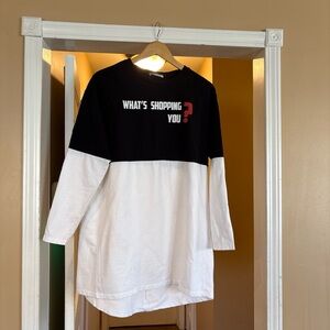 Women Black and White Long Sleeve Shirt